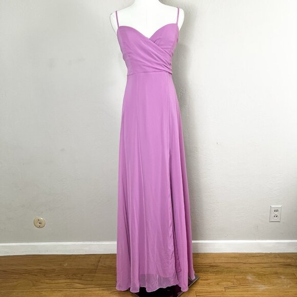 Lovely‎ LB036 Size 12 Orchid Pink K532 Surplice Chiffon Maxi Gown Dress NEW - Picture 1 of 12